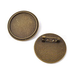 Flache runde tibetischer Stil Brosche Fassungen für Cabochon TIBE-S178-AB-NR