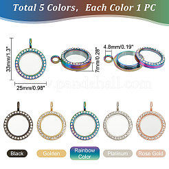 5 Stück 5 Farben Legierung Strass Anhänger Cabochon offene Rückseite Einstellungen RB-PH0001-22