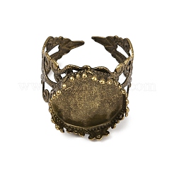 Verstellbare antike Bronze Ton Filigrane Messingring Komponente Cabochon Einstellungen X-KK-G020-A