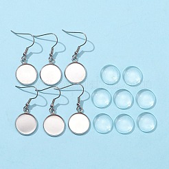 Bausatz für flache runde Ohrhänger zum Selbermachen DIY-FS0002-80