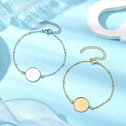 2 Stück 2 Farben 304 Edelstahl runde Cabochon-Fassung Armbänder BJEW-JB11089