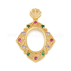 Rhombus Messing Micro Pave Zirkonia Anhänger Cabochon Fassungen KK-U026-09G