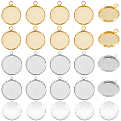 40 Stück 2 Farben 304 Edelstahl Anhänger Cabochon-Einstellungen STAS-UN0053-66