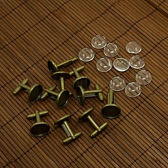 Legierung Rechteck hängender Cabochon Fassungen und transparentes Rechteck Glascabochons DIY-X0105-AB-NF