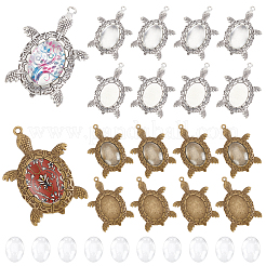 Pandahall Elite 20pcs 2 Farben Turtle Legierung Anhänger Cabochons Einstellungen DIY-PH0003-26-WH