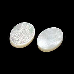 Geschnitzte natürliche weiße Muschel-Cabochons SSHEL-N038-08B