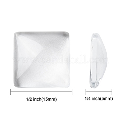 Transparent klares Glas Quadrat Cabochon GGLA-A001-15mm