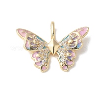 Подвески из латуни с микропаве из прозрачных кубических цирконий и эмали&nbsp;X-KK-Q031-07G