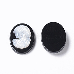 Natürlich gefärbte und erhitzte schwarze Achat-Kamee-Cabochons G-L556-E