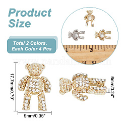 8 Stück 2 Farben Legierung Strass Cabochons MRMJ-HY0002-39