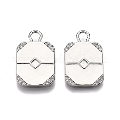 Cabochon-Anhänger mit Mikropavé aus Messing mit klaren Zirkonia-Anhängern KK-C005-11P