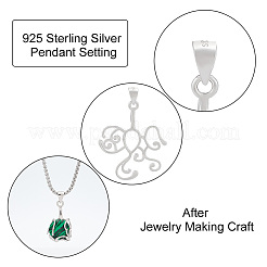 Anlaufschutz 925 Sterling Silber Hohl Charm Cabochon Fassungen STER-WH0001-20P
