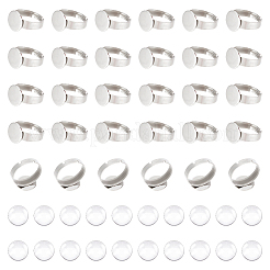 DIY Blanko Kuppel Flach Rund Fingerring Herstellungsset DIY-UN0004-51