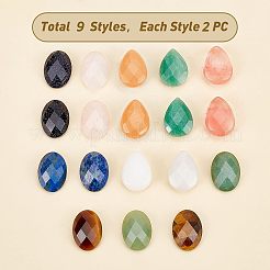 18 Stück Cabochons aus natürlichen und synthetischen Edelsteinen im 9-Stil G-FH0001-46