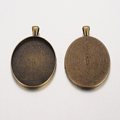 Oval tibetischer Stil Legierung großen Anhänger Fassungen PALLOY-K109-39AB-NR