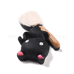 Katze mit Besen Cabochons aus undurchsichtigem Harz RESI-F031-03