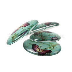 Schmetterling bedruckte Glas ovale Cabochons GGLA-N003-22x30-C
