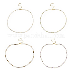 Natürliche Edelstein- und Regenbogen-Mondstein-Perlenkette für Frauen NJEW-JN04173