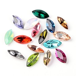 Facettierte Pferd Auge Glas wies zurück Strass cabochons RGLA-E005-15x7mm-M