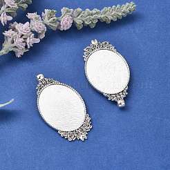 Vintage tibetische Artlegierung schnitzte große hängende Cabochon Fassungen der Rose TIBEP-N003-28AS