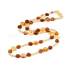 Ожерелья из натурального янтаря с плоскими круглыми и круглыми бусинами&nbsp;NJEW-T019-11