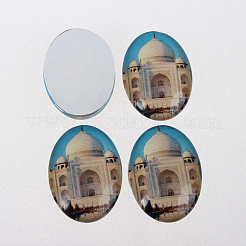 Die weiße Hausfoto Glas ovale Cabochons X-GGLA-N003-18x25-F21