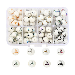 80pcs 8 Farben Weihnachten undurchsichtige Glasperlen EGLA-YW0001-04