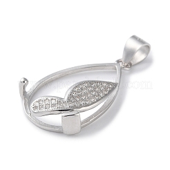 Gestellbeschichtung 925 Sterlingsilber Mikropflaster klare Zirkonia Anhänger Cabochon Fassungen STER-NH0001-44P