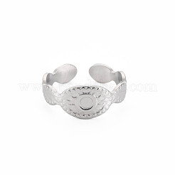 Anlaufgeschützter offener Manschettenfingerring aus Edelstahl 304 mit Cabochon-Fassungen STAS-S119-161P