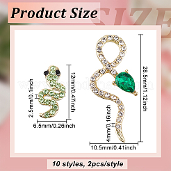 20 stücke 10 stil legierung strass cabochons MRMJ-OC0003-56
