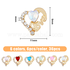 36 Stück 6 Farben Legierung Strass Cabochons MRMJ-HY0001-15