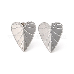 Anlaufgeschützte Ohrstecker aus 304 Edelstahl mit Blattdesign für Damen EJEW-L272-034P-01