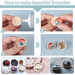 14 Stück 14 Stile gefärbte Holzbroschen-Cabochon-Einstellungen FIND-OC0003-20
