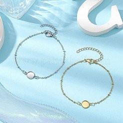 2 Stück 2 Farben 304 Edelstahl runde Cabochon-Fassung Armbänder BJEW-JB11092