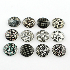 Halbrund / Kuppel Blumenfotoglas flatback BlumeCabochons für DIY-Projekte X-GGLA-Q037-12mm-01