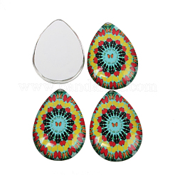 Mosaik gedruckt Glas Cabochons GGLA-N002-18x25-G