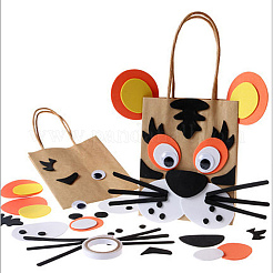 DIY Rechteck mit Tigermuster Kraftpapiertüte Bastelset DIY-F079-07