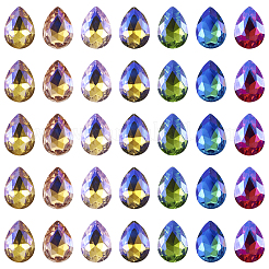 70 Stück 7 Farben spitz zulaufende Glas-Strass-Cabochons RGLA-TA0001-06