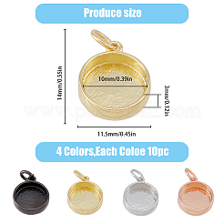 16 Stück 4 Farben Messing Anhänger Cabochon-Einstellungen KK-FH0006-12