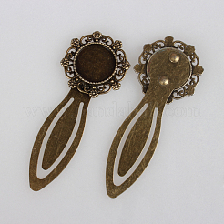 Antike Bronze Eisen Lesezeichen Fassungen für Cabochon PALLOY-N0084-03AB-NF