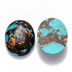 Montierte Cabochons aus natürlichem Bronzit und synthetischem Türkis G-R457-03