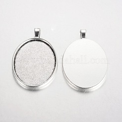 Oval tibetischer Stil Legierung großen Anhänger Fassungen PALLOY-K109-05AS-RS