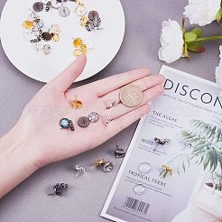 Pandahall Elite 50 Stück 5-farbige Messing Ohrstecker Zubehör mit 50 Stück transparenten Glas Cabochons für DIY Ohrring Schmuck KK-PH0035-36