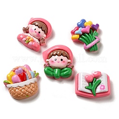 Blume süßes Mädchen undurchsichtige Harz-Decoden-Cabochons CRES-P034-02