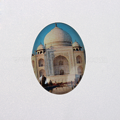 Die weiße Hausfoto Glas ovale Cabochons X-GGLA-N003-18x25-F21