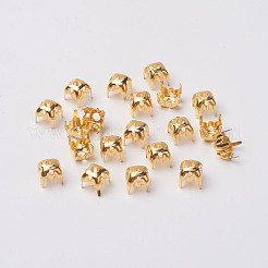 Viereckige Messing-Krappenfassungen zum Aufnähen X-KK-O084-05G-6x6mm