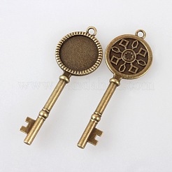 Legierung Skelettschlüssel Anhänger Cabochon Lünette Fassungen X-TIBEP-M018-128AB-NF