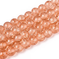 1 прядь светлые лососевые прозрачные хрустальные круглые бусины из стекла&nbsp;X-CCG-Q001-8mm-05