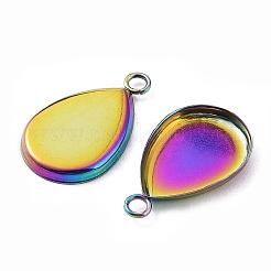 Ionenplattierung (IP) 304 Edelstahl Anhänger Cabochon-Einstellungen STAS-WH0055-01RC