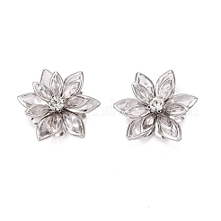 Flache Cabochons aus Acryl-Strass-Blüten RSB027-06
